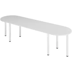 bümö Konferenztisch oval 280x80 cm großer Besprechungstisch in grau, Besprechungstisch mit Chromfüßen, Meetingtisch für 8 Personen, Tisch für