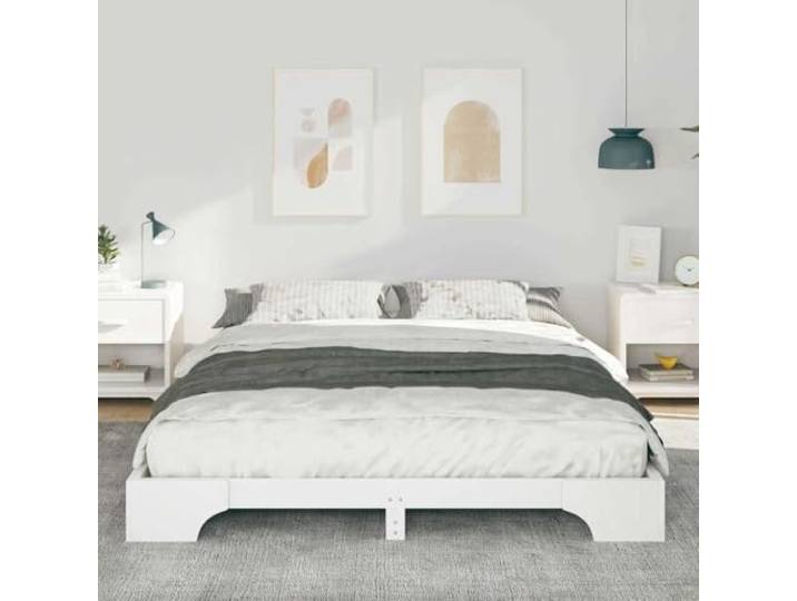 KTHLBRH Bett Weiß Kiefer massiv 160 x 220 cm Lattenrost, minimalistisches Design, Traglast 200 kg, pflegeleicht