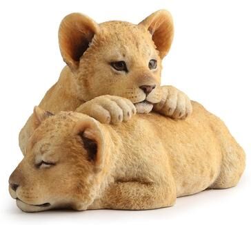 Unicorn Studio 5.12 in L Lion Cubs Figurine Poly Resin