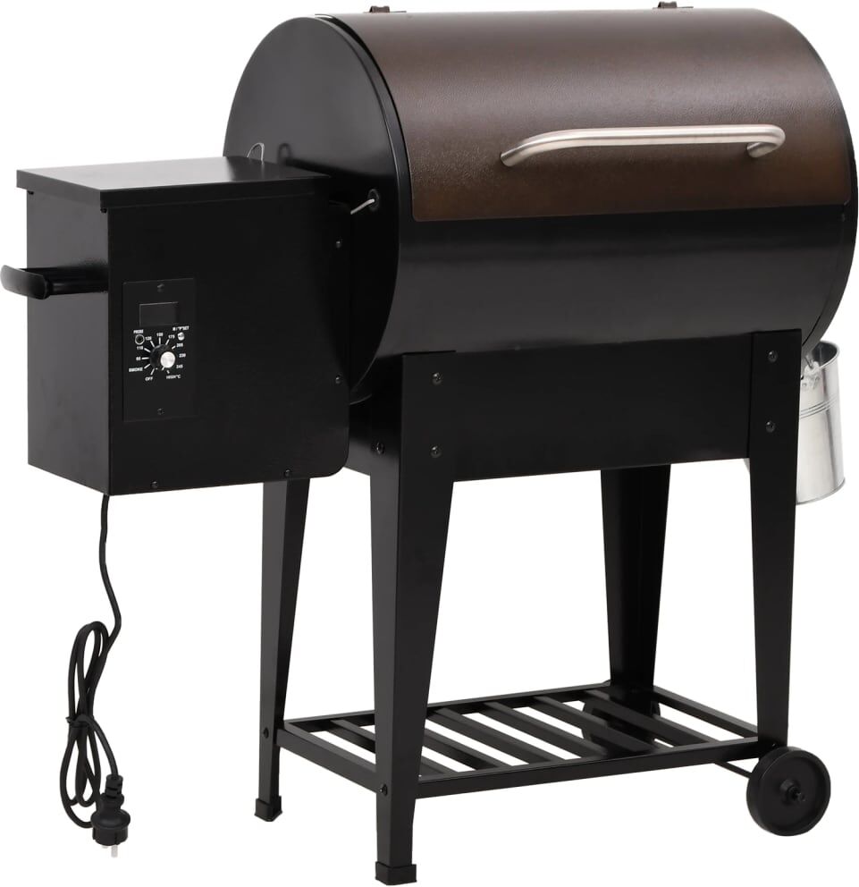 vidaXL Gril à granulés avec étagère inférieure noir 94 cm fer