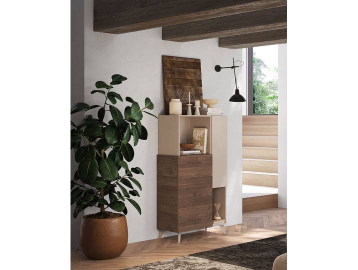 Highboard Monaco 81 x 154 x 42cm Holz/Beige/Eiche Dunkel Dekor