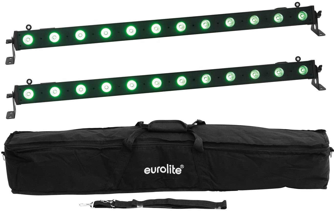 EuroLite Set 2x Led Bar-12 Qcl Rgb+uv Leiste + Soft-Bag