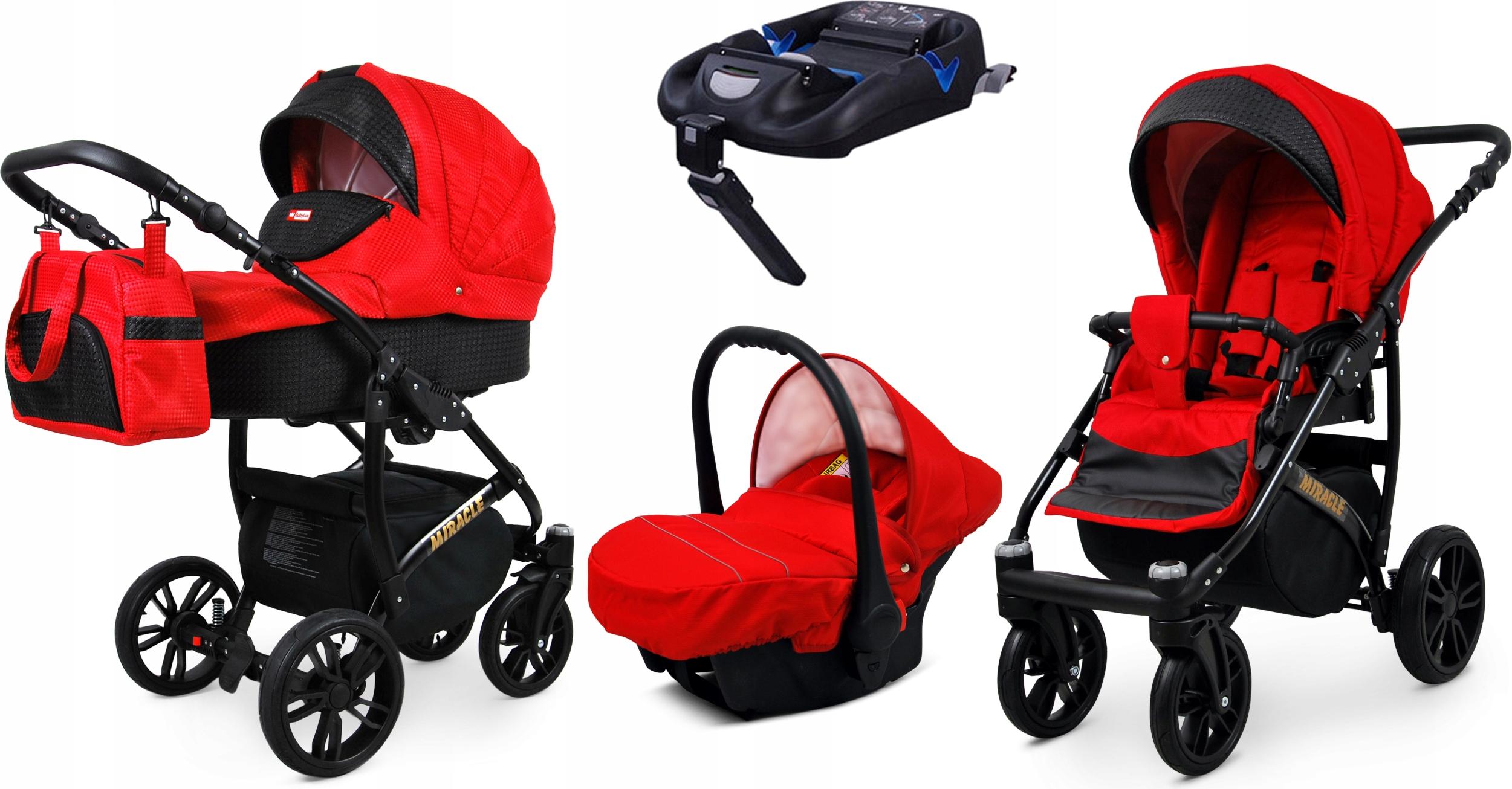 BabyLux Miracle | 4in1 Kinderwagen Set | Red Deluxe | Kombikinderwagen | Kinderwagenset | Isofi