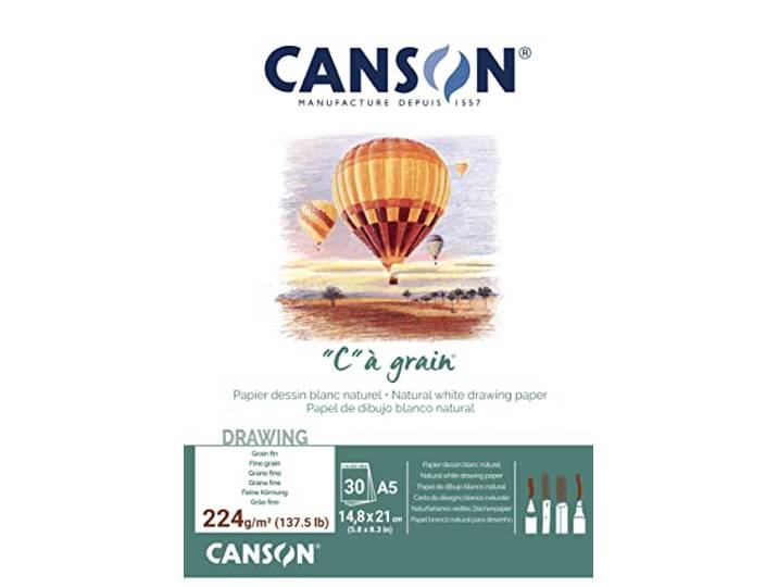 Canson 400060620 C a grain tekenpapier, A5, natuurlijk wit