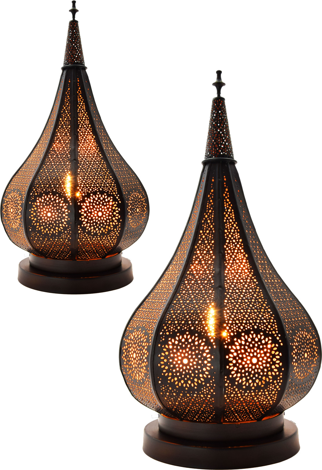 Set van 2 Kais Oosterse tafellampen, zwart, Hoogte: 38 cm, E14