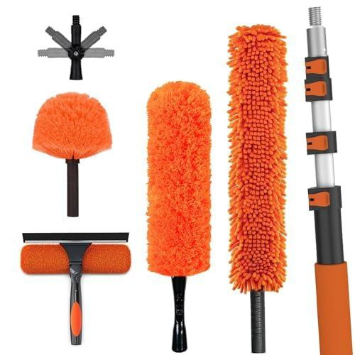 Dripio Telescoopstofzuiger set met 6 meter verlenging, microvezelborstel, spinnenwebborstel en raamreiniger