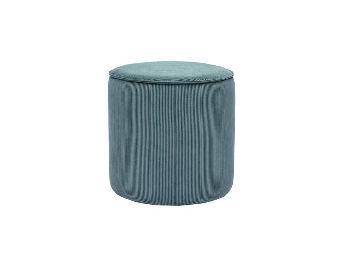 Pouf rond en tissu velours côtelé bleu canard D40 cm PAUL