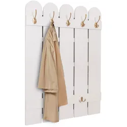 Wandgarderobe MCW-N95, Garderobe Garderobenpaneel, Paulownia 7 Haken 86x60cm ~ weiß