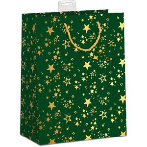 Böttcher-AG Geschenktüte 7522-2411-L, Sterne, Geschenktasche groß, 26 x 32cm, grün