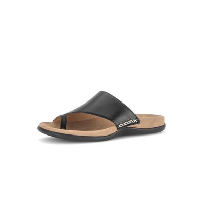 Zehentrenner GABOR, Damen, Gr. 44, Leder, schwarz, Kalbsleder, Schuhe Zehentrenner, Sommerschuh, Schlupfschuh mit modischem Zehenring