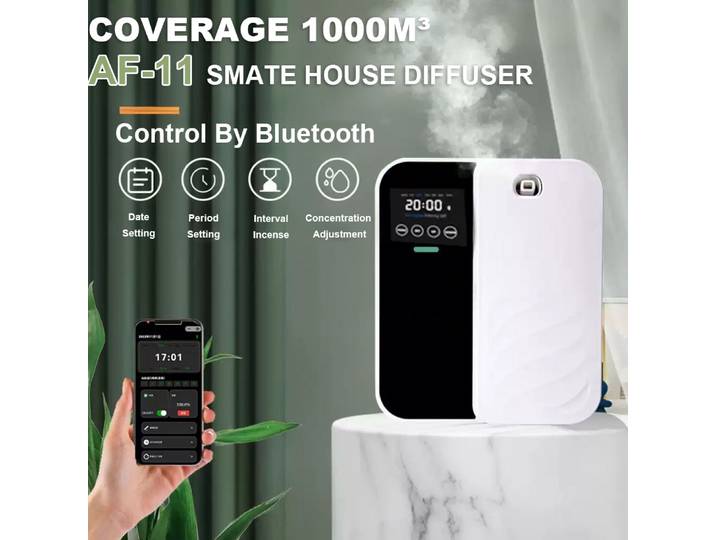 Diffuseur de parfum mural 1000m3, diffuseur d'huiles essentielles Bluetooth, odeur électrique pour maison et hôtel