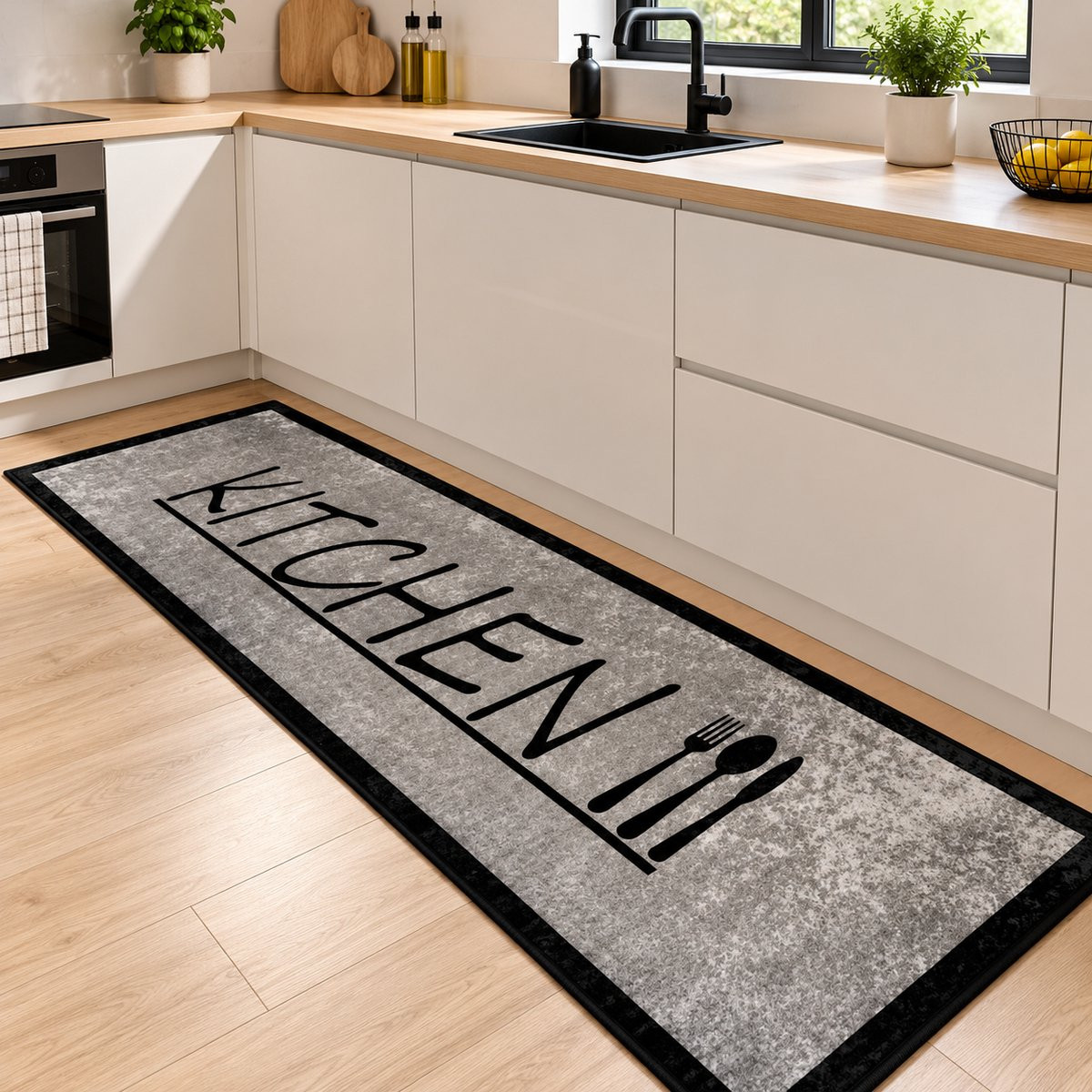 Majestix Keukenloper KITCHEN - Grijs - Antislip en Wasbaar - 80 x 200 cm