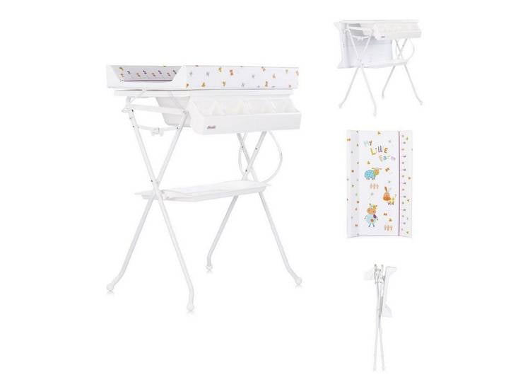 Chipolino Babybadewanne Aqua 2 in 1, Wickeltisch, Zubehörfach, klappbar, Ständer, rutschfeste Gummistopper