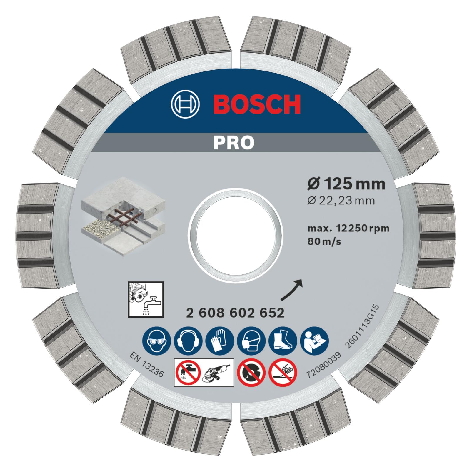 Bosch Professional Zubehör PRO Concrete Diamanttrennscheibe, 125 x 22,23 mm (2608602652)