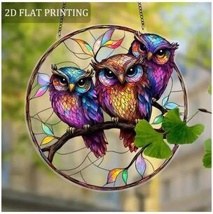 Inspire Essentials Colorful Owl Hanging Light Decorative Pendant Animal Home Decor 7