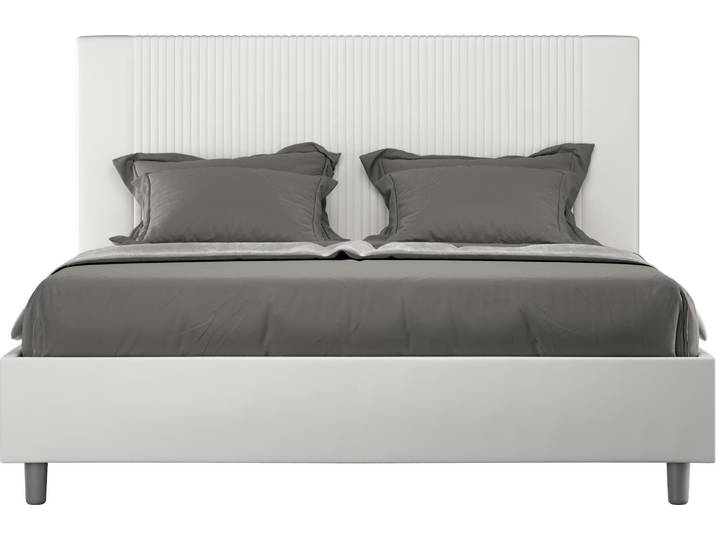 ITYHOME - Lit coffre rembourré 160x200 similicuir blanc Goya