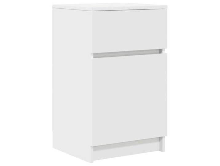 KUPTYERFG Nachttisch Weiß 39x35x65 cm Beistelltisch aus Holzwerkstoff Kompakter Beistellschrank für Schlafzimmer und Wohnzimmer, flexibel montierbare Tür, viel Stauraum auf kleinem Raum.