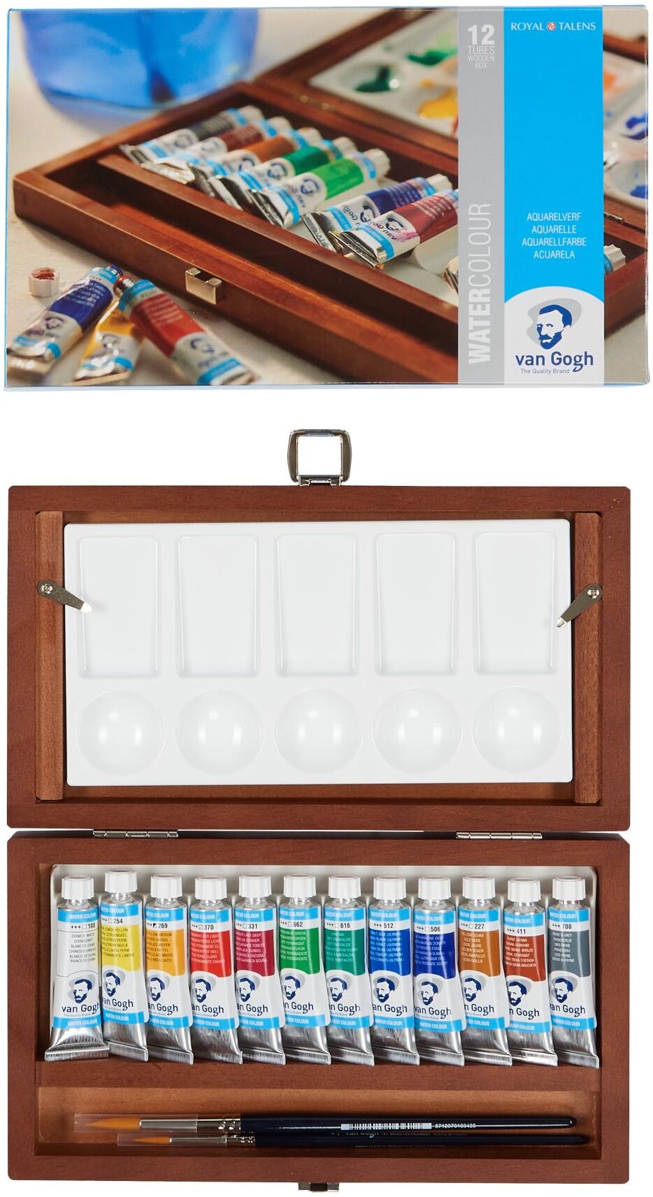 Aquarellfarbe "Van Gogh Malkasten 12er-Set, Mehrfarbig", bunt (mehrfarbig), 10ml, Farben, Aquarellfarbe mehrfarbig 10ml