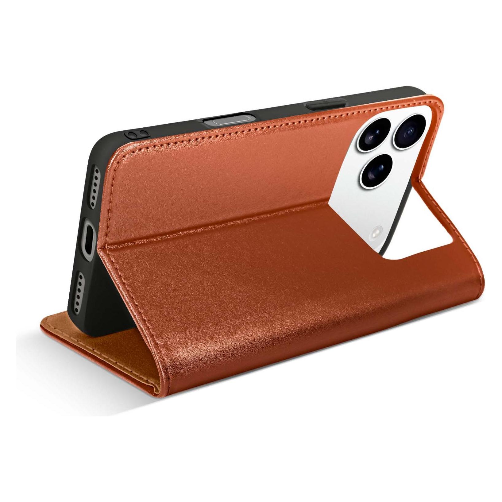 OEM Book case Leather case SMART PRO for IPHONE 17 Pro Max brown (Apple iPhone 17 Pro Max) (FOLIO-LEA-BR-17X)
