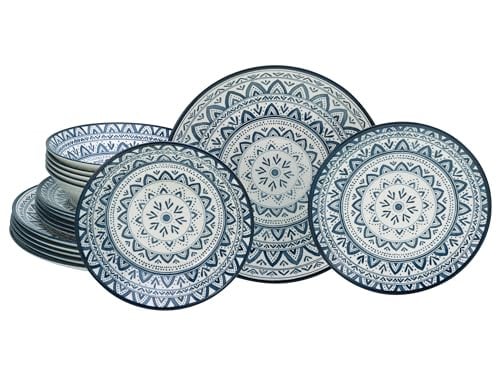 Creatable 18-delige servieset van keramiek, blauw/multicolor