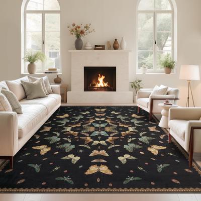 Garvee Machine Washable Butterfly Insect Print Area Rug