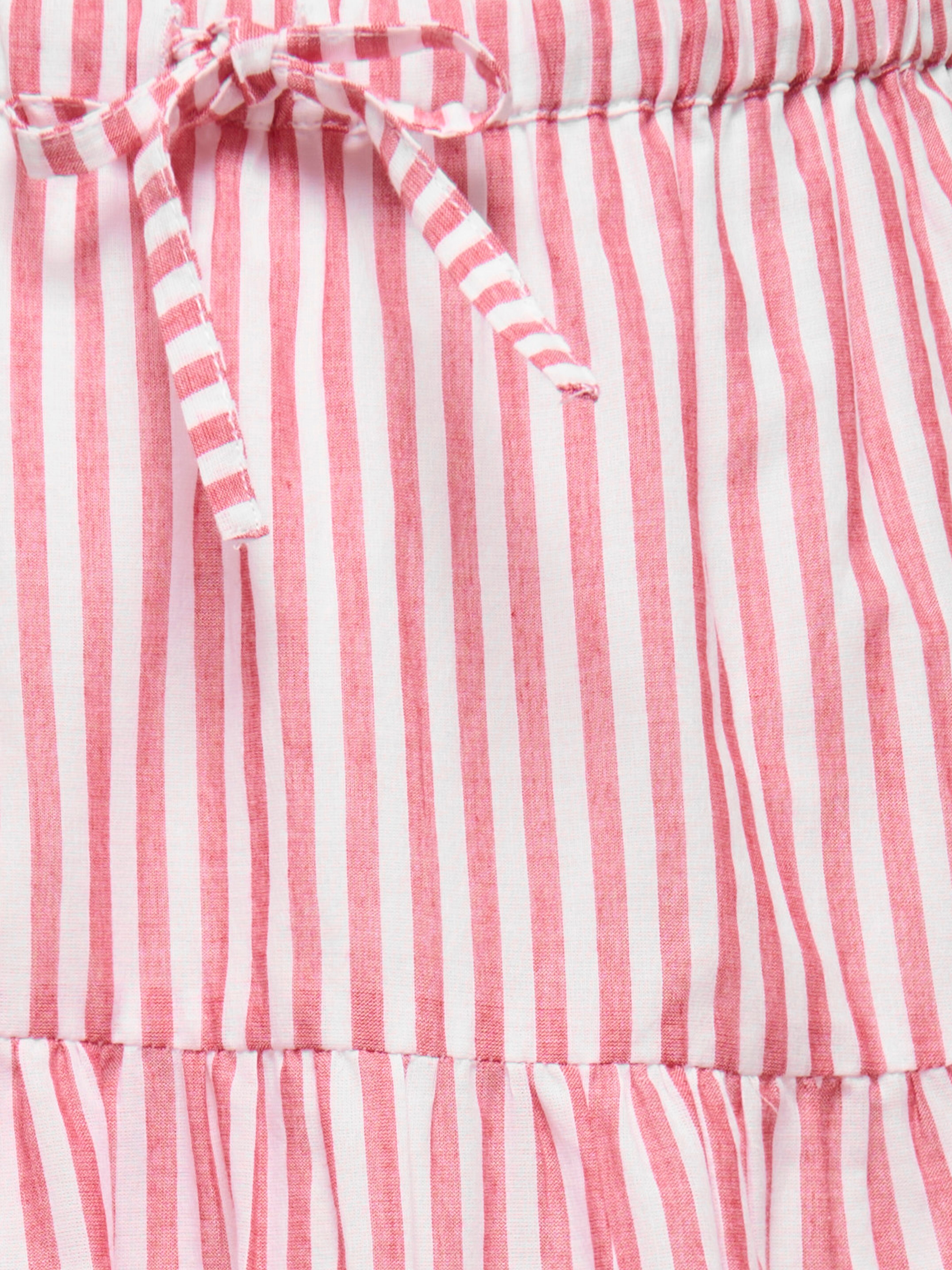 Volantrock KIDS ONLY "KOGBONDI LIFE EMB SKIRT WVN", Mädchen, Gr. 146, rosa (barbados cherry stripes:cloud dancer), Web, Obermaterial: 100% Baumwolle, gestreift, kniefrei, Röcke Volantrock, mit Spitzenkante barbados cherry stripes:cloud dancer 146