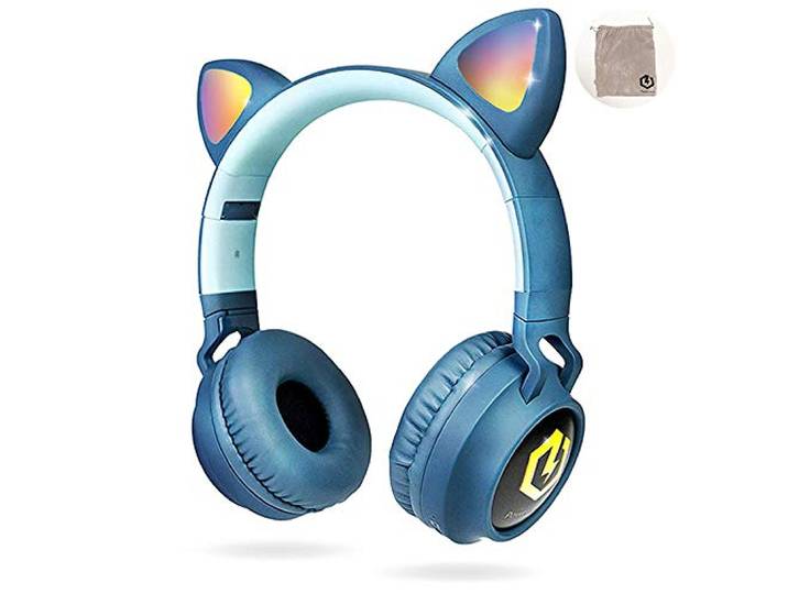 PowerLocus Buddy Draadloze On-Ear Koptelefoon voor Kinderen, Koptelefoons voor Telefoons, Tablets, PC, Lapton met Micro SD slot en 85db Limiet Gehoorbescherming (Blauw)