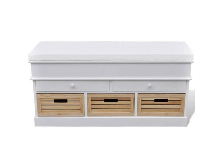 Blanc Banc d'entrée et de rangement avec coussin 2 tiroirs Blanc - Banc coffre H1260