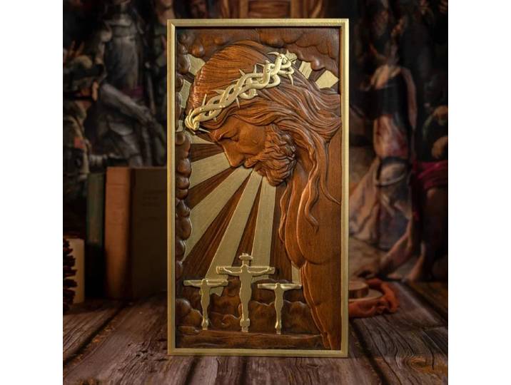 Plaque en bois massif Vintage de haute qualité, Statue de Crucifix de jésus pour décoration murale suspendue à la maison