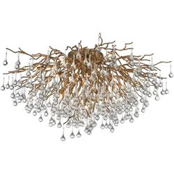 Deckenleuchte, Altmessing Optik, 280 Glasprismen, LED fähig