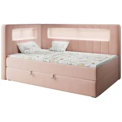 BOXSPRINGBETT JUNIOR GOLD 3 90/200 Rosa - linke Seite