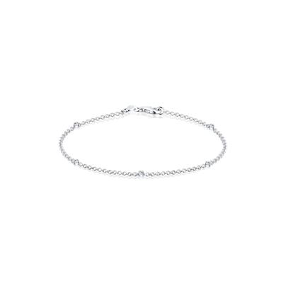 Armkette ELLI "Armband Eleganz Basic 925 Silber, mit Kristallen von Swarovski" Gr. 200, weiß, Armbänder, Damen, 200, Silber 925 (Sterlingsilber), Armkette