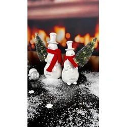 Schneemann Sören mit Schal 17cm LED cremeweiß
