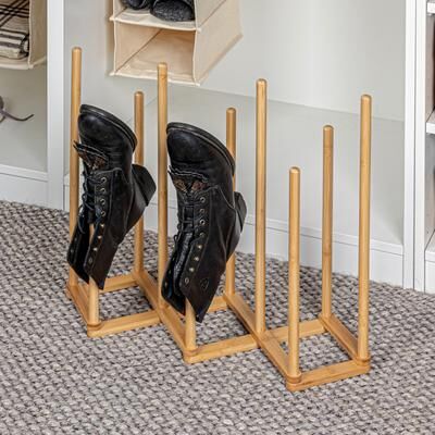 "Household Essentials Bamboo and Metal 5 Pair Boot Rack - 18.3""L x 9.5""W x 18.1""H"