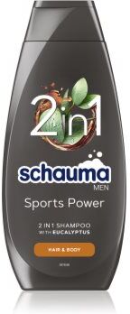 Schwarzkopf Schauma MEN gel de duche e champô 2 em 1 para homens Sports Power 400 ml. Schauma MEN