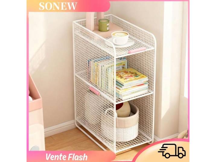 HURRISE étagère latérale sur pied Étagère de rangement en métal robuste étagère latérale support d'extrémité meuble basse