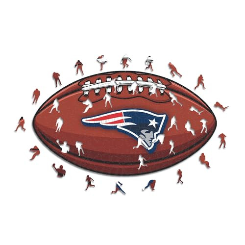 Iconic Puzzles New England Patriots logo houten puzzel voor volwassenen, meerkleurig