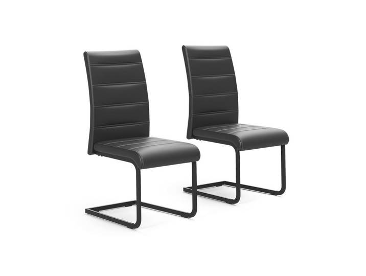 Vicco Freischwinger Salvo, Schwarz/Schwarz, 2er Set, Textil, 43x99x55 cm, Esszimmer, Stuhl, Schwingstuhl