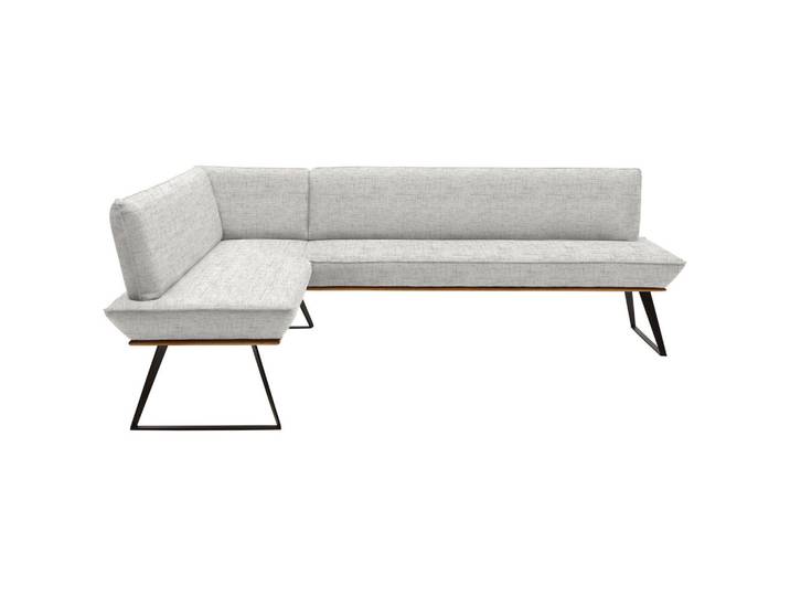 Voleo Eckbank, Schwarz, Eiche, Beige, Metall, Eiche, massiv, 5-Sitzer, L-Form, 243x163 cm, Stoffauswahl, in den Filialen seitenverkehrt erhältlich, Esszimmer, Bänke, Eckbänke