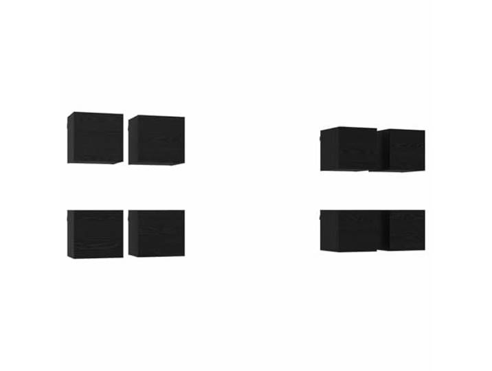 Makastle Wandmontierter TV-Schrank 8er-Set Schwarz 30,5x30x30cm