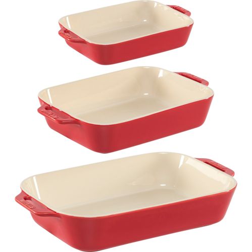 Staub Ofenformenset 3-tlg. Keramik, rechteckig, kirsch-rot