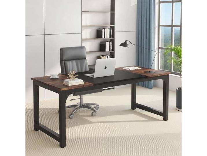 Bureau pour Ordinateur Portable Table Bureau d'étude de 180cm pour Le télétravail Poste de Travail pour Bureau Chambre Noir