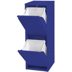 En.Casa Mülltrennschrank Sollentuna Metall 2x14 L Nachtblau, Abfalleimer, Blau