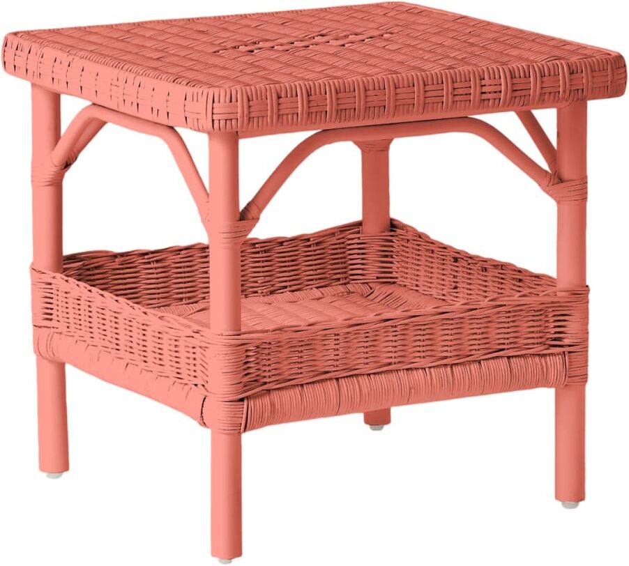Kok Maison Table basse carrée rotin laqué corail Rose 51x46x51cm