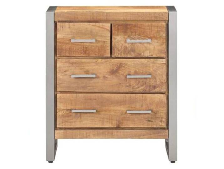 KPOTUERTU Sideboard 60x35x70 cm Raues Mangoholz Industrieller Stil, vier Schubladen, Eisenrahmen, robuster Oberteil, Wohnzimmer, Flur