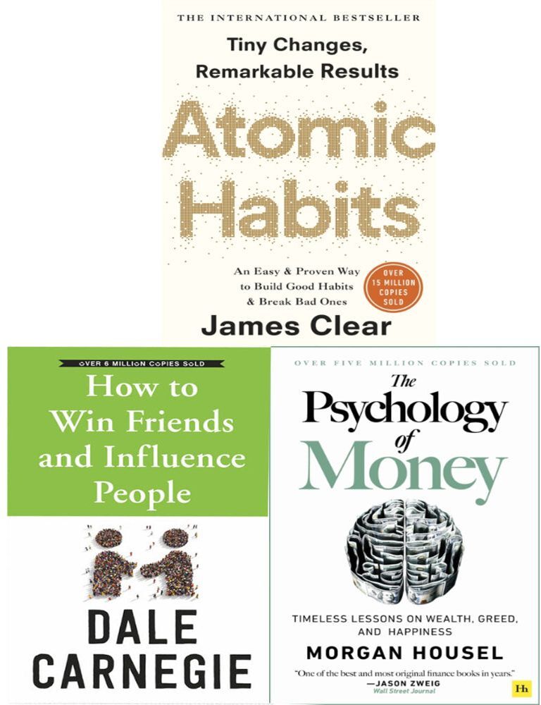 Harriman House How to Win Friends and Influence People, Atomic Habits, Psychology of Money 3 Books Collection Set