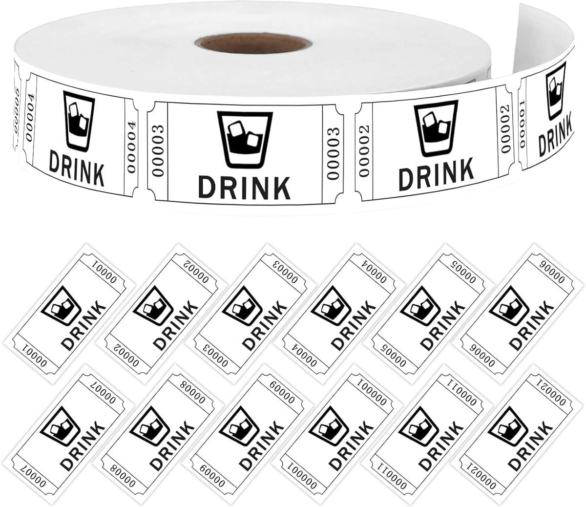 1000 stuks witte tombola-tickets voor evenementen en feesten