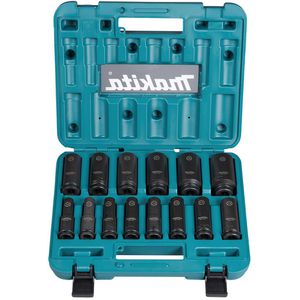 Makita Steckschlüssel E-16586, 14-teilig, 10 - 32mm Schlüsselweite - 81,5mm Länge, 1/2 Zoll