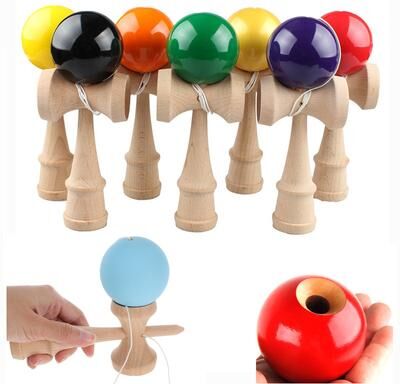 DynamicDeals Premium Wooden Juggling Ball With Handle Outdoor Fitness Toy & Hand Eye Coordination Trainer yellow