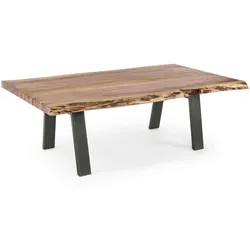 Couchtisch Aron aus Akazienholz, modern rechteckig, Natur mit Metallgestell, Unikat